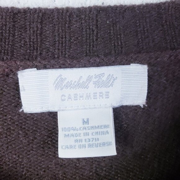 Marshall Fields Cashmere Cardigan Sweater Womens Medium Brown Pockets - Picture 7 of 7